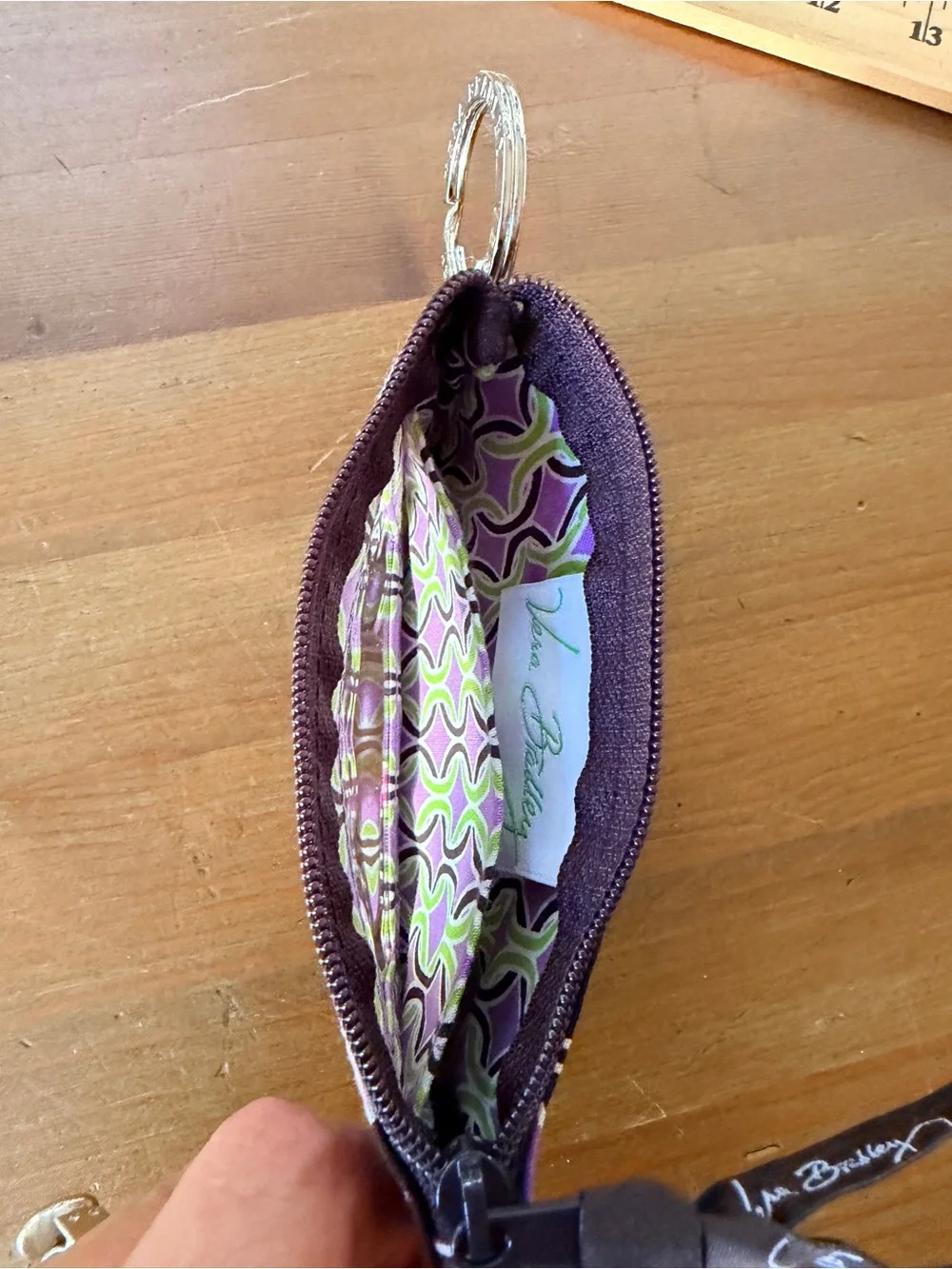 Vera Bradley Retired Vintage Purple Punch Pattern ID Wallet Split Keychain